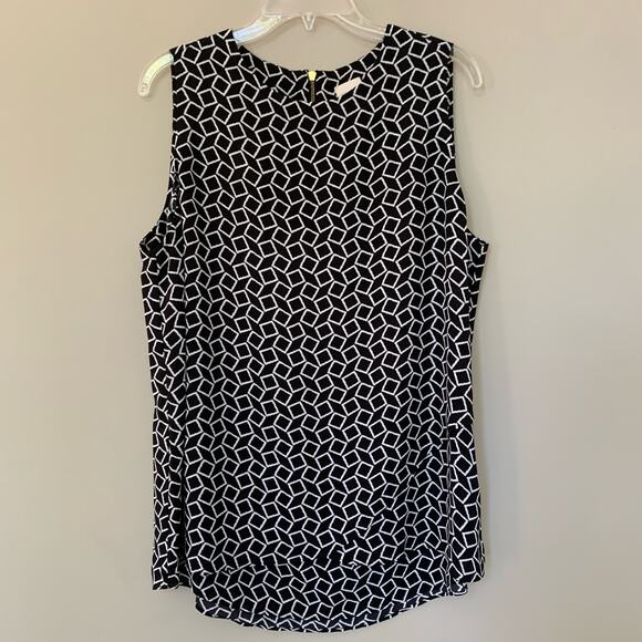 Chico's sleeveless crepe blouse layered front zip back rounded hem size Large - Picture 1 of 8